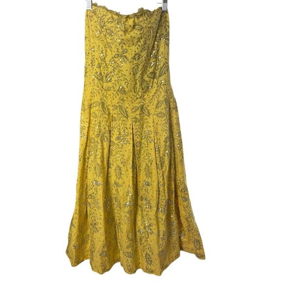 Yoana Baraschi Marigold Strapless Dress, Sequins, Fit & Flare, Anthropologie, S - Picture 2 of 6